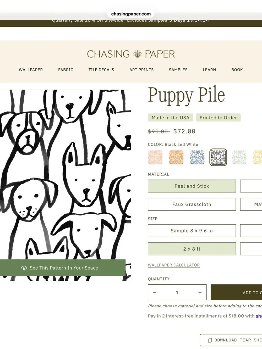 Chasing Paper Puppy Pile Peel & Stick Wallpaper – 6 Panels NWT